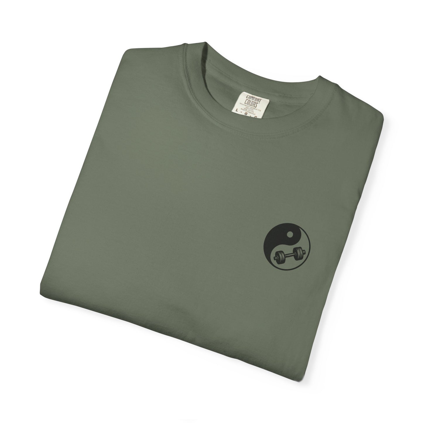 Yin-Yang Dumbbell T-shirt | BE WATER LIFT IRON Tee | Zen Strength Shirt
