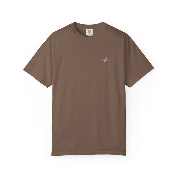 Earn The Silence T-Shirt — Minimal Heartbeat Chest Logo, Bold Back Slogan