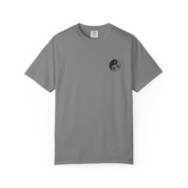 Yin-Yang Dumbbell T-shirt | BE WATER LIFT IRON Tee | Zen Strength Shirt