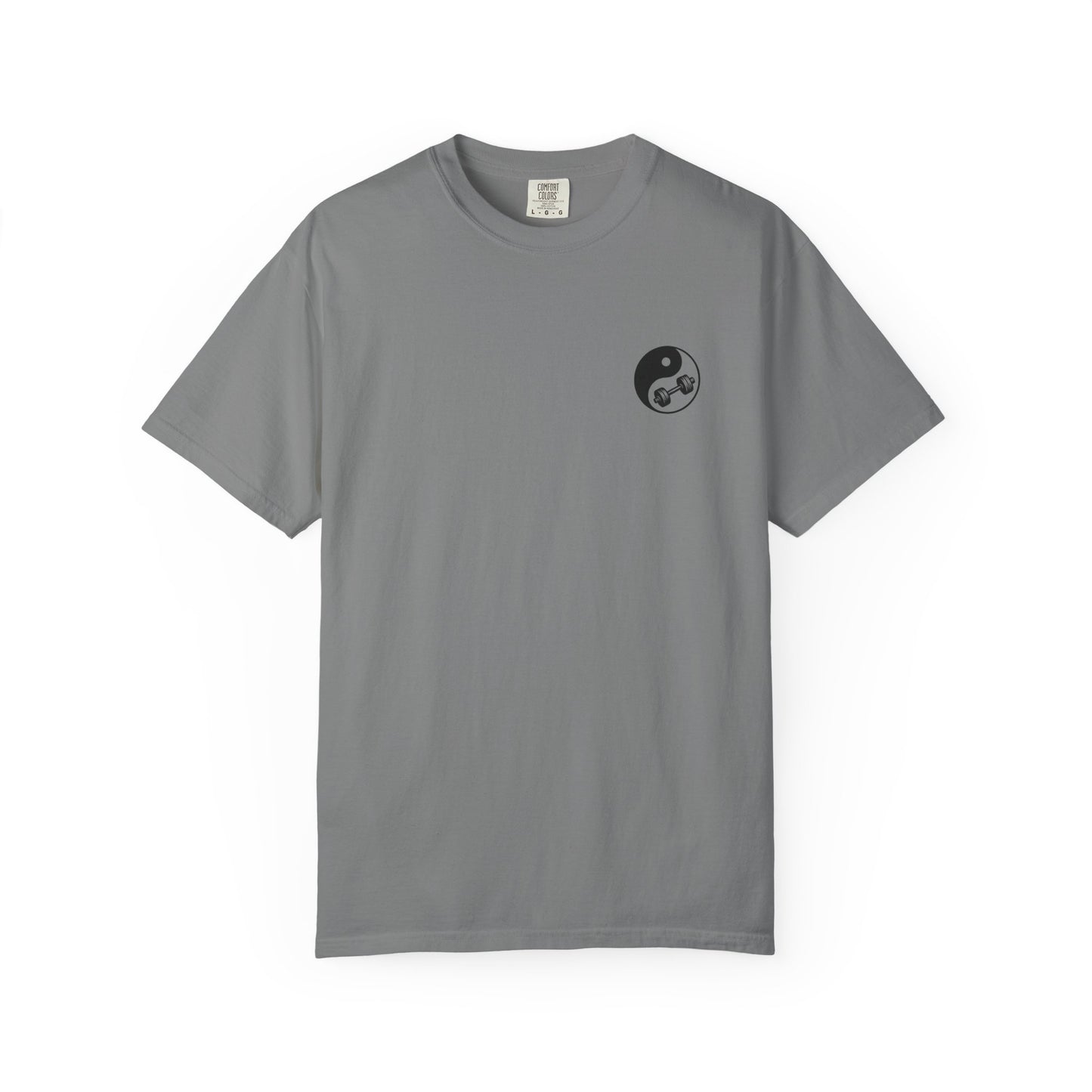 Yin-Yang Dumbbell T-shirt | BE WATER LIFT IRON Tee | Zen Strength Shirt