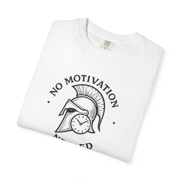 “No Motivation Needed” Minimalist Gym T-Shirt | Spartan Discipline Design | Fitness Streetwear for Focused Athletes
