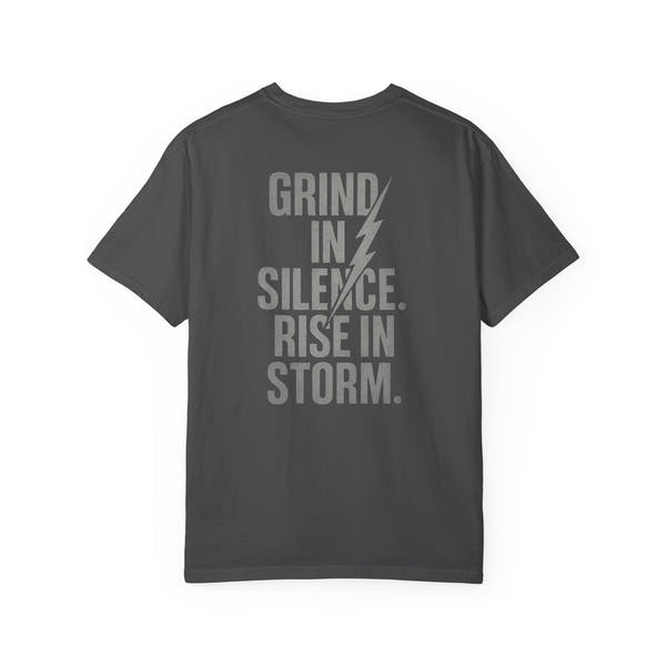 'Grind in Silence, Rise in Storm' Double-Sided Motivational Gym T-Shirt | MT Wear