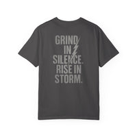 'Grind in Silence, Rise in Storm' Double-Sided Motivational Gym T-Shirt | MT Wear