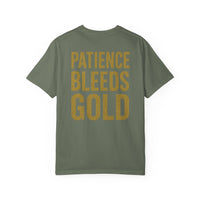 Patience Bleeds Gold T-Shirt — Gold Hourglass Gym Streetwear