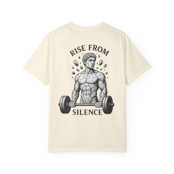 Build In Silence Gym Tee — Minimalist Motivational Workout Shirt