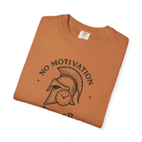 “No Motivation Needed” Minimalist Gym T-Shirt | Spartan Discipline Design | Fitness Streetwear for Focused Athletes