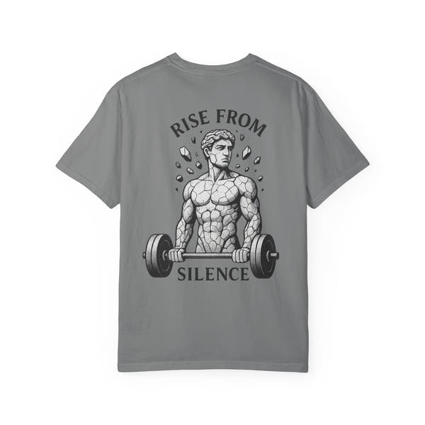 Build In Silence Gym Tee — Minimalist Motivational Workout Shirt