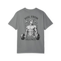 Build In Silence Gym Tee — Minimalist Motivational Workout Shirt