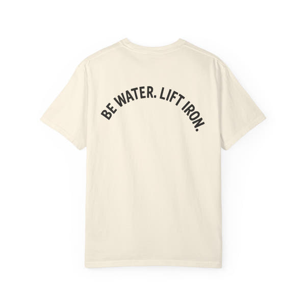 Yin-Yang Dumbbell T-shirt | BE WATER LIFT IRON Tee | Zen Strength Shirt