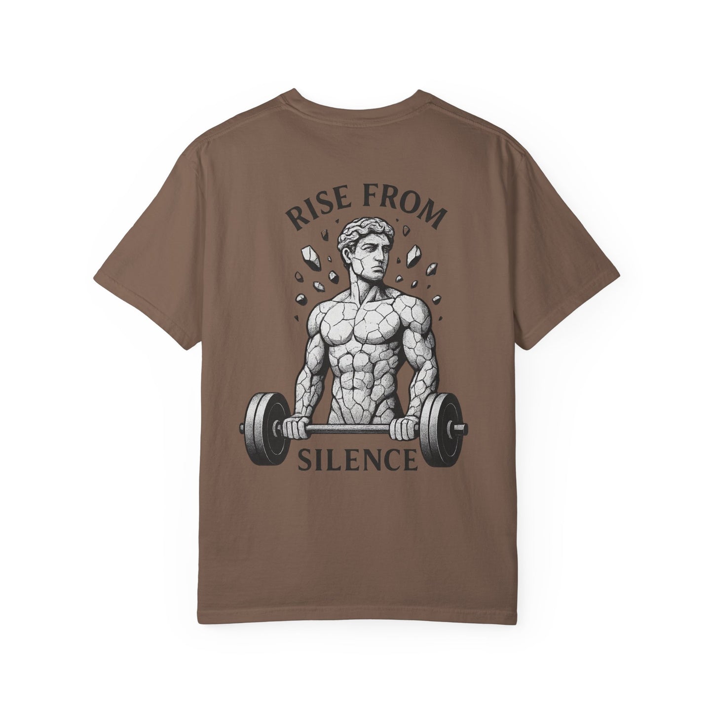 Build In Silence Gym Tee — Minimalist Motivational Workout Shirt