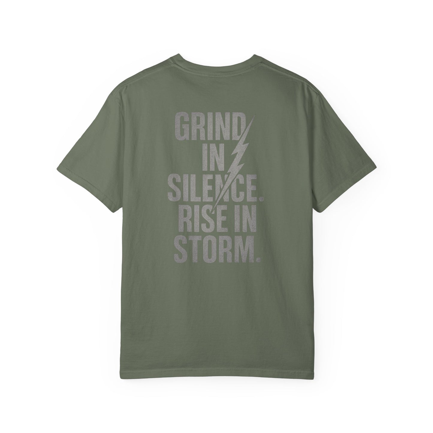 'Grind in Silence, Rise in Storm' Double-Sided Motivational Gym T-Shirt | MT Wear