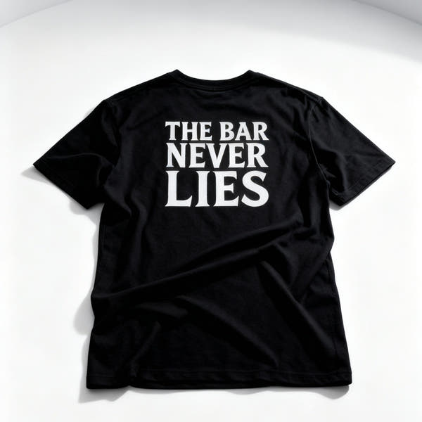 “The Bar Never Lies” Gym Tee | Minimalist Grit Design | Discipline & Strength Streetwear Shirt for Athletes