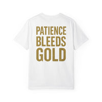 Patience Bleeds Gold T-Shirt — Gold Hourglass Gym Streetwear