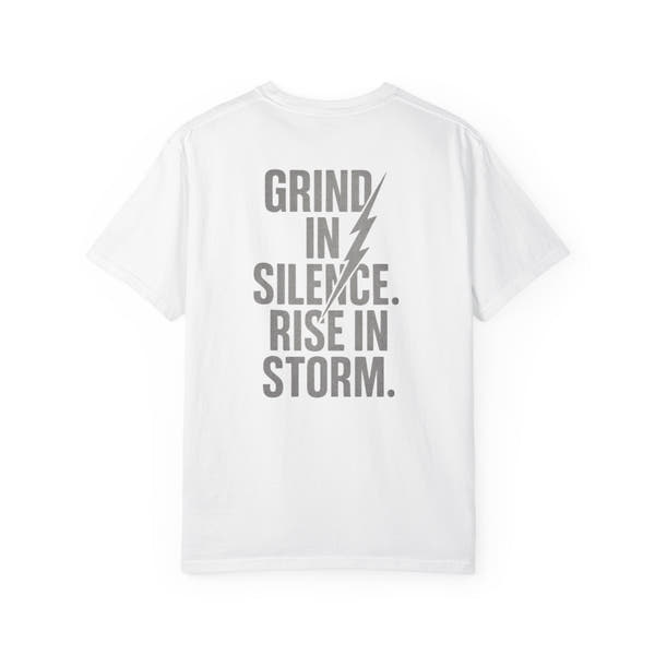 'Grind in Silence, Rise in Storm' Double-Sided Motivational Gym T-Shirt | MT Wear