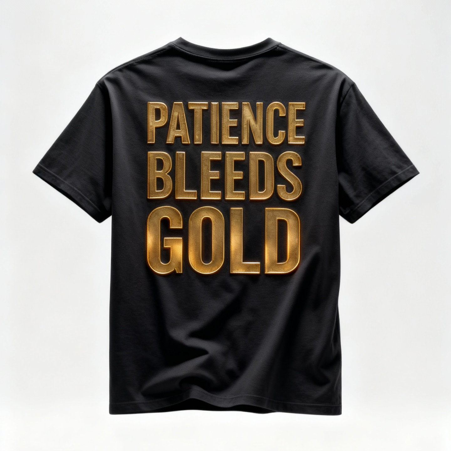 Patience Bleeds Gold T-Shirt — Gold Hourglass Gym Streetwear