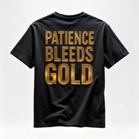 Patience Bleeds Gold T-Shirt — Gold Hourglass Gym Streetwear