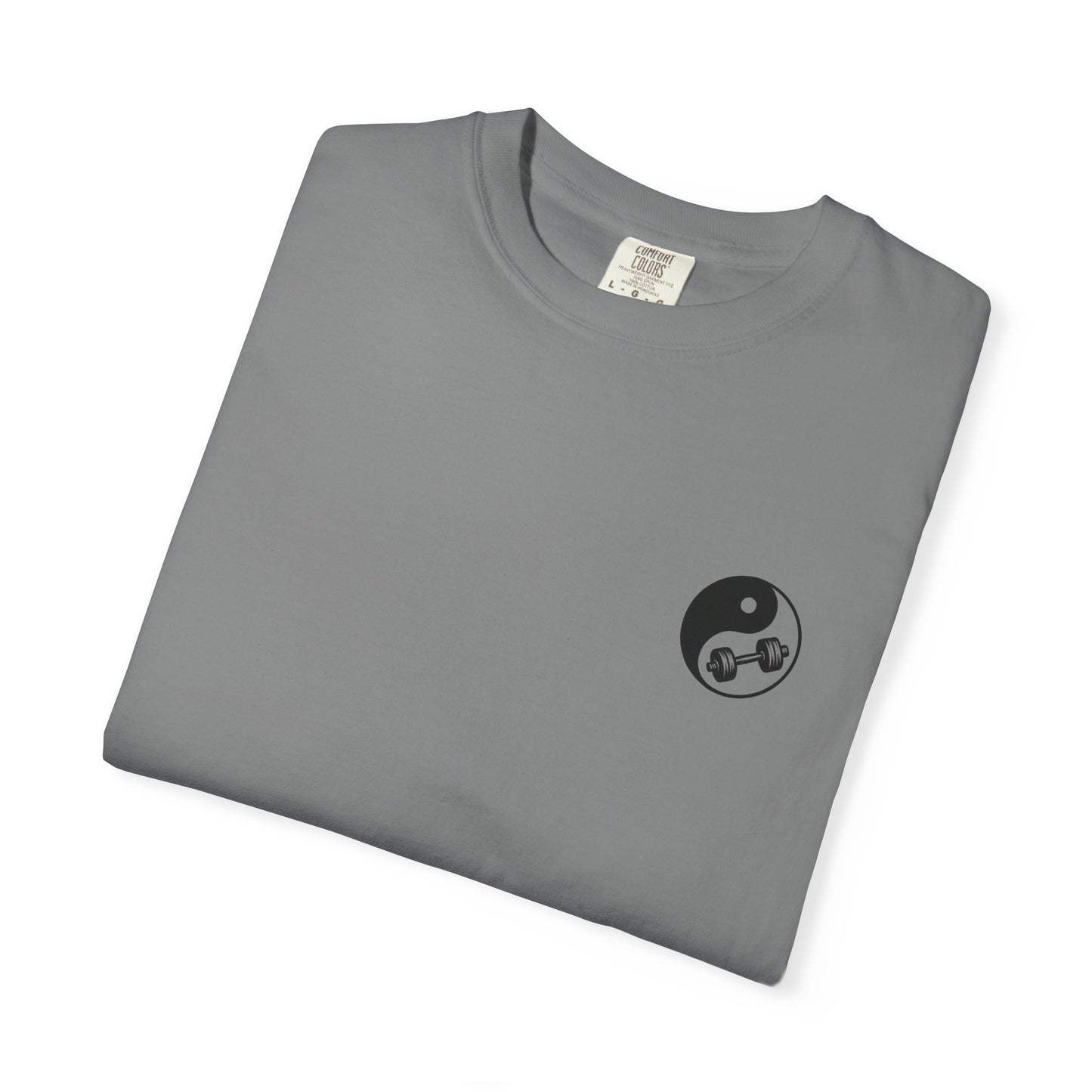 Yin-Yang Dumbbell T-shirt | BE WATER LIFT IRON Tee | Zen Strength Shirt
