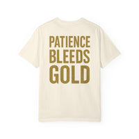 Patience Bleeds Gold T-Shirt — Gold Hourglass Gym Streetwear