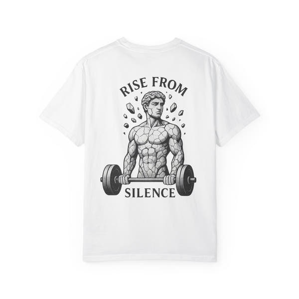 Build In Silence Gym Tee — Minimalist Motivational Workout Shirt