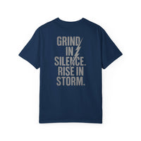 'Grind in Silence, Rise in Storm' Double-Sided Motivational Gym T-Shirt | MT Wear