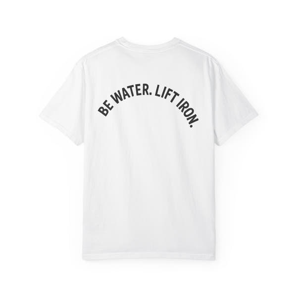 Yin-Yang Dumbbell T-shirt | BE WATER LIFT IRON Tee | Zen Strength Shirt